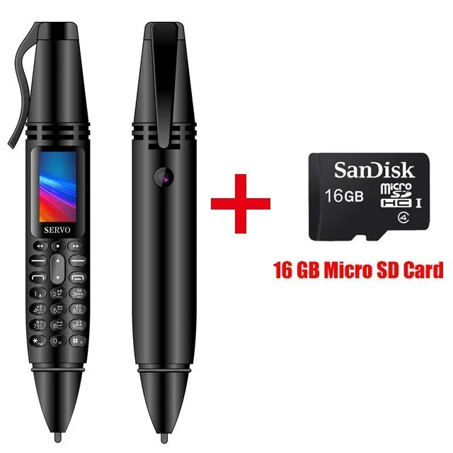 Black Add 16GB card SERVO K07 ручка мини сотовый телефон 0,9" маленький экран Две sim-карты Фонарик Bluetooth Dialer разблокировка Мобильный Телефон Запись Ручка телефоны - Цвет: Black Add 16GB card