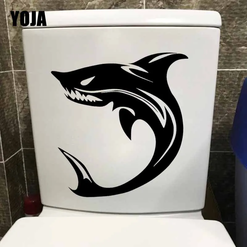 YOJA 23.3X24.1CM стены Стикеры наклейки для унитаза Акула Племенной рыбы океан Хищник