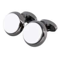 trendy shinny round cufflinks gun plated plain white metal cuff buttons for mens wedding french shirts cuff links