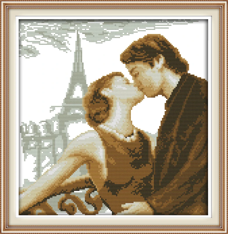 

Parisian Love cross stitch kit people 18ct 14ct 11ct count print canvas stitches embroidery DIY handmade needlework