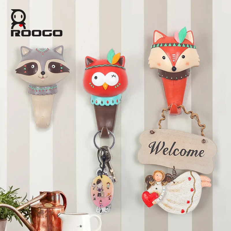 Roogo в этническом стиле с мультяшными животными крючок для домашнего декора