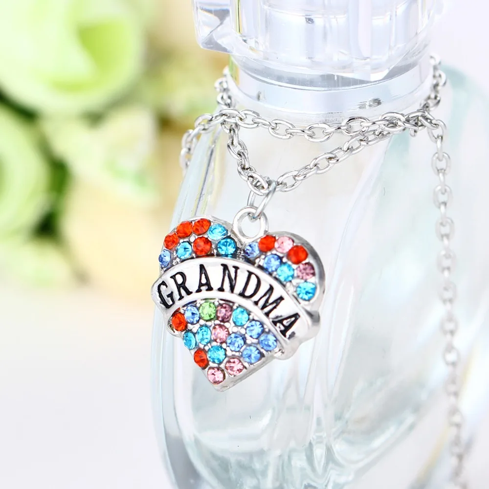 24 шт./лот Семья Для женщин Бабушка Сердце нескольких Цвет горный хрусталь Шарм