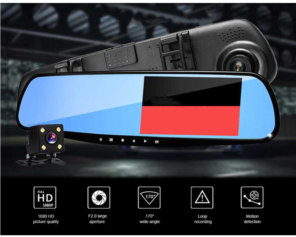 Автомобильная зеркальная камера Wetowe HD 1080 P видеорегистратор 4 3 '' двойная