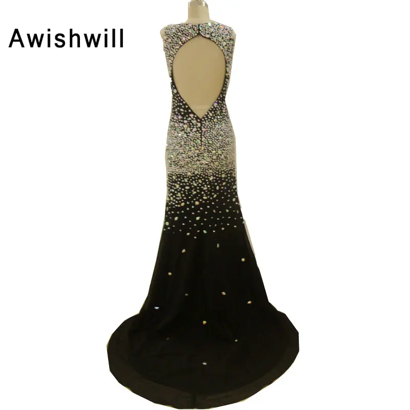 Модные шифоновые длинные вечерние платья с открытой спиной и разрезом спереди 2020