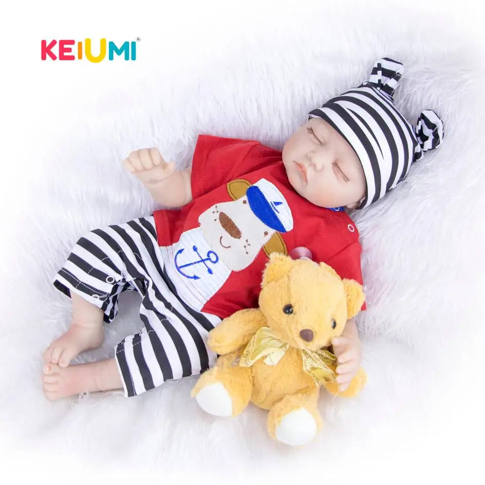 

KEIUMI Reborn Baby Doll 55 cm Realistic Sleeping Soft Silicone Boneca Reborn Menino For For kids Birthday Gifts