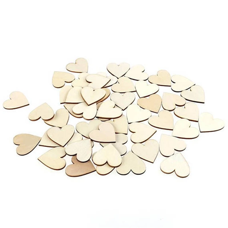 

50 pcs Special Sale Heart wood Embellishments 40mm wood mini Heart Diy pendants