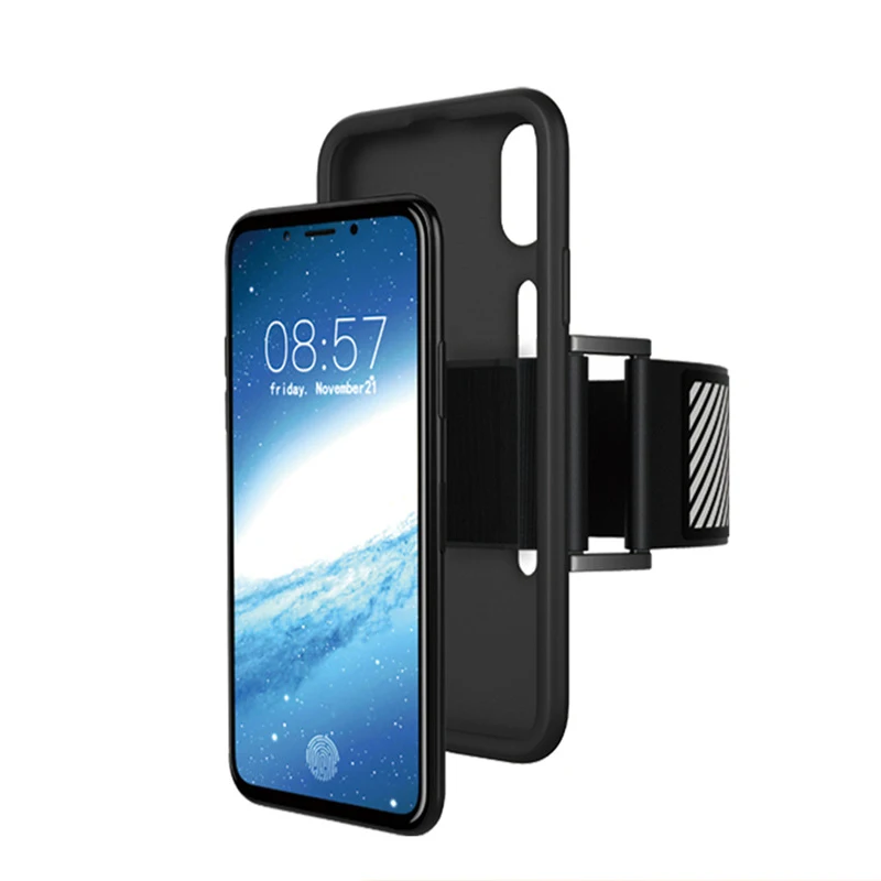 Спортивный Браслет для iPhone X Силиконовый чехол для телефона плечевой ремень противоударный Анти-осенний анти-пот нарукавник для бега велоспорта альпинизма - Цвет: Черный