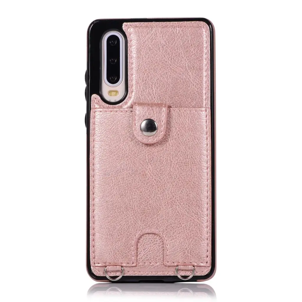 Haissky/Винтажный чехол-накладка из искусственной кожи для huawei P30 Pro P30 Lite, чехол-кошелек с отделением для карт для huawei mate 20 Pro 20 Lite, чехол с ремешком - Цвет: Rose Gold