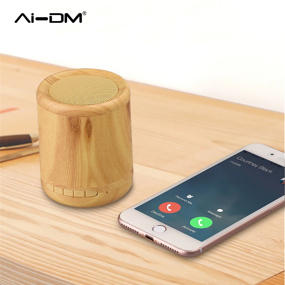 Aidm в Bluetooth Динамик дерево Портативный Крытый стерео Бас Колонки Поддержка TF AUX