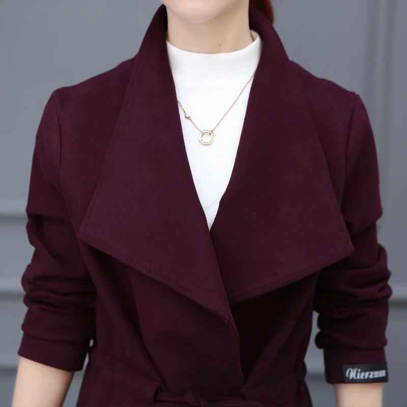 Новинка 2020 длинное однотонное пальто новый зимний модный Тонкий тренчкот для