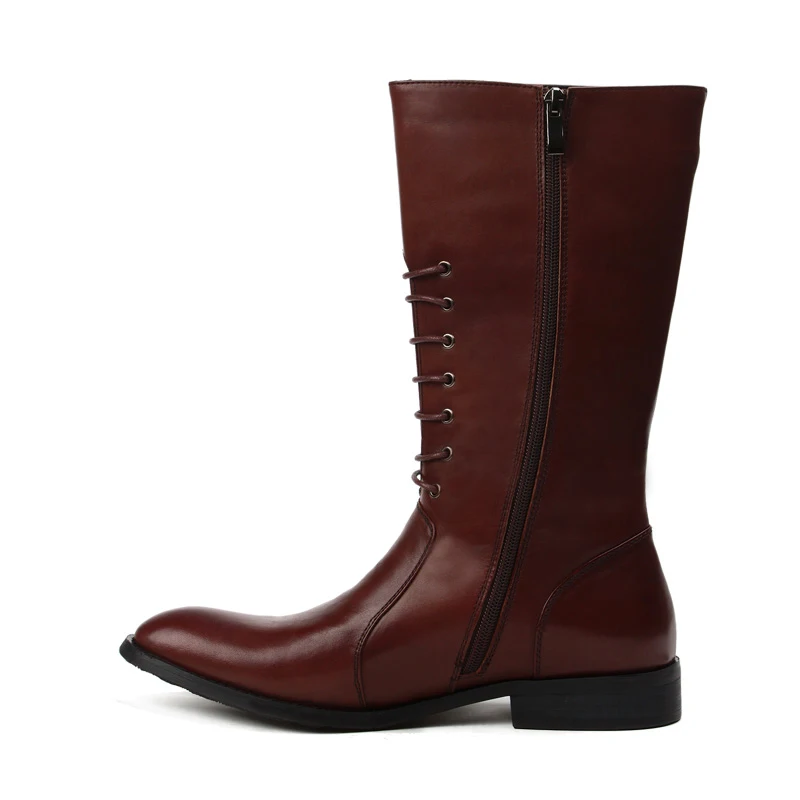 HEINRICH/высокие сапоги до середины икры мужские кожаные мотоциклетные ботинки в