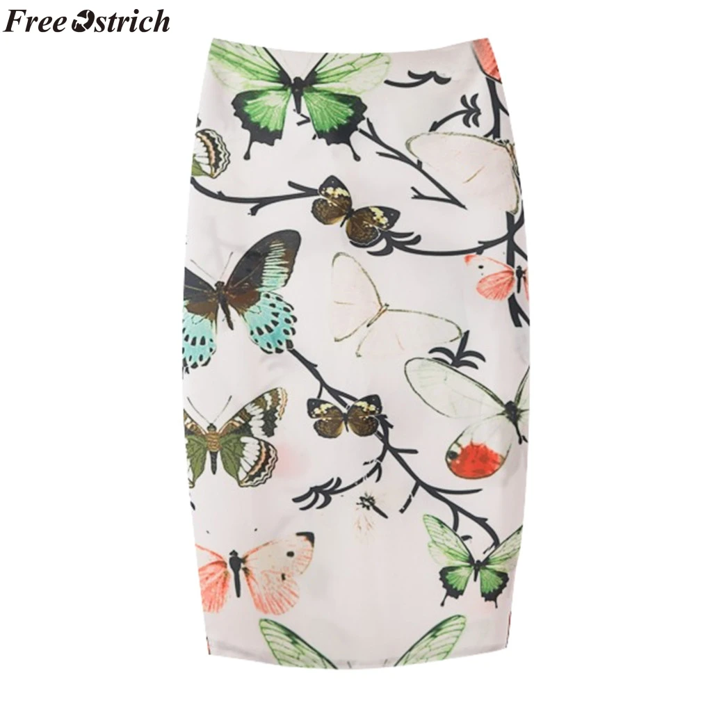 Женская юбка карандаш FREE OSTRICH модная повседневная до колена с принтом лето 2019|Женские юбки| |