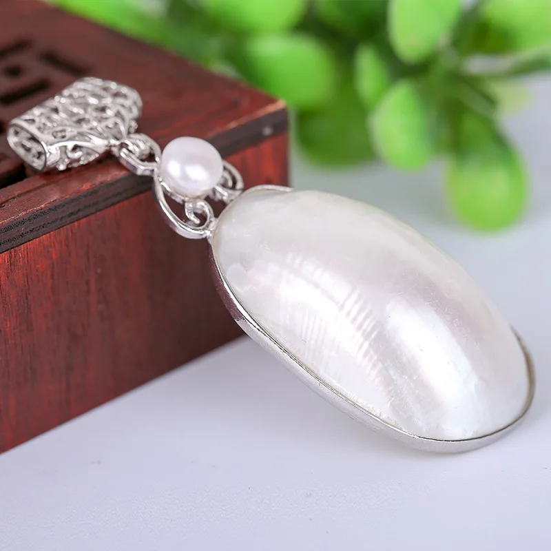 JIUDUO White Shell Pendant Female Wedding Necklace 925 Silver | Украшения и аксессуары