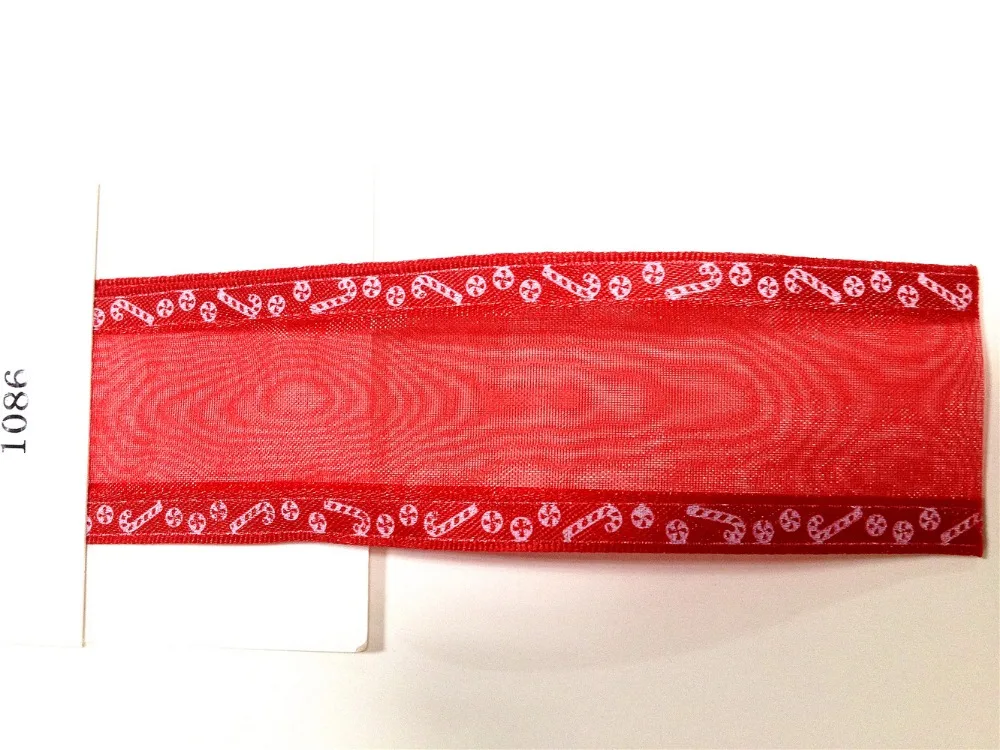 38mm X 25yards Printing Candy Cane Wired Red Satin Edge Organza Ribbon. Gift Bow Wedding Cake Wrap Tree Decoration Wreath N1086 | Дом и сад