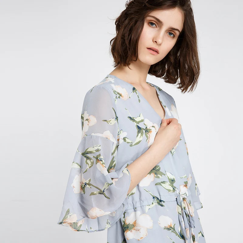 2017 лето женщины цветочный комбинезон с v образным вырезом и талии шнурком|womens floral