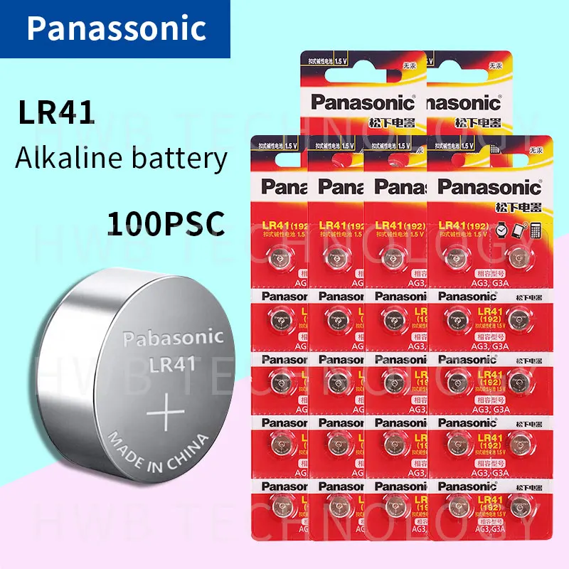 Оптовая продажа 100 шт 1 5 V PANASONIC LR41 192 кнопочные щелочные батареи Бесплатная
