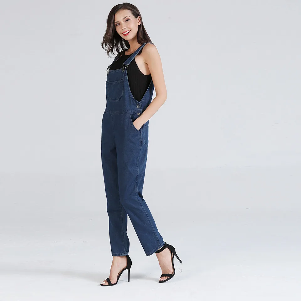 Женские мешковатые джинсы комбинезон полной длины Свободный Повседневный брюки