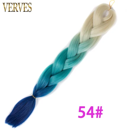 P18/613 VERVES Омбре плетение волос 1 шт. 24 дюйма Синтетические прямые 100 г/шт. волосы для наращивания из теплового волокна розовый, синий, вязанные косички - Цвет: P18/613