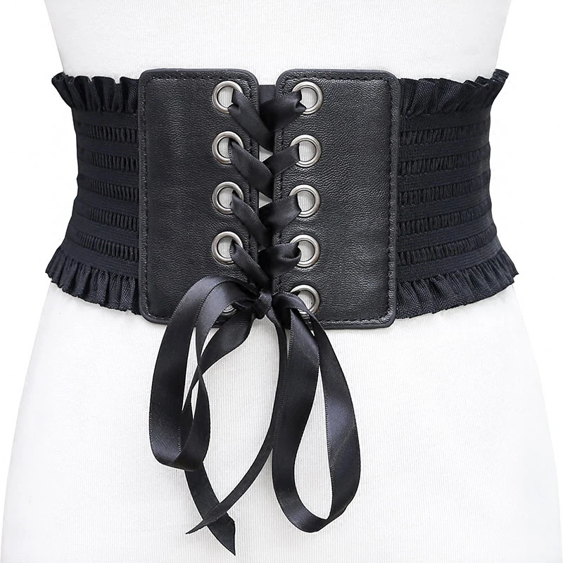

Belts for Lady Dress Accessories Novelty Vintage Women's Elastic Wide Stretchy Corset Female Black Cincher Waistband AD278