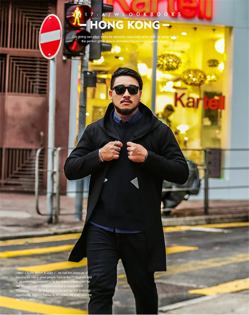 Бренд Для мужчин большой size5XL 6XL 7XL куртка осень-зима свободные Повседневное отворотом Мужская куртка с капюшоном парка черный Тренч