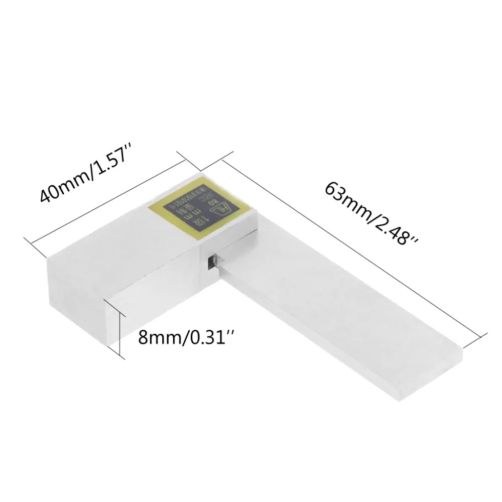 

Angle Ruler Gauge 63x40mm 90 degree Grade 1 Stainless Steel Ruler Gauge Measurer