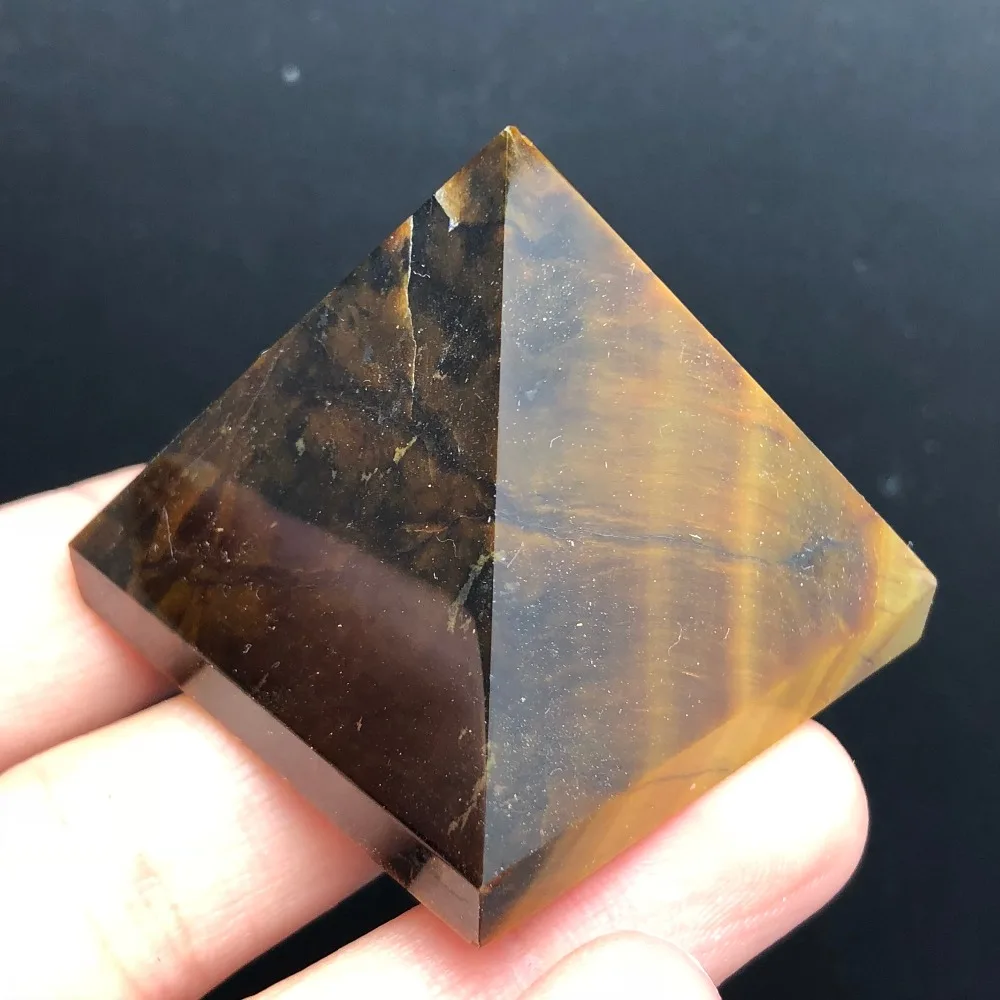 Natural tiger eye crystal mineral quartz carved pyramid chakras stone carvings healing reiki decoration