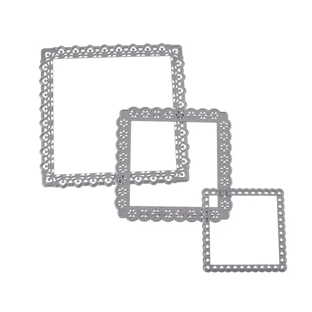 3pcs/set Hollow Square Metal Cutting Dies and Stamps for DIY Scrapbooking Photo/Album Decorative Embossing Paper Card Stencils | Дом и сад