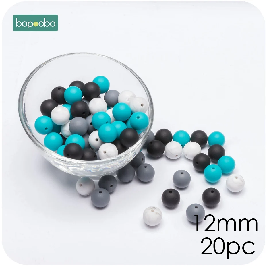 Turquoise-Black Bopobo, мини грызунок для собак, силиконовый, 15 мм, прорезыватель, бусины, маленькие грызуны, жемчуг, 0-12 месяцев, силиконовый, единорог, погремушка, детский Прорезыватель - Цвет: Turquoise-Black