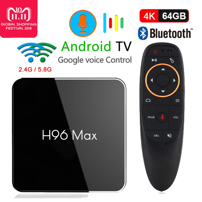 H96 Max Smart tv Box Android 8 1 Amlogic S905X2 четырехъядерный 64 битный медиаплеер 4G/64G 2 4G/5 8G Wifi USB3.0 4K