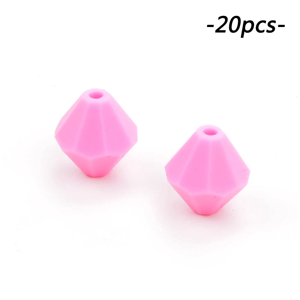 pink LOFCA Детские Прорезыватели оптом 20 шт./лот силиконовые бусины BPA бесплатно для ожерелья алмазные Прорезыватели для зубов свободные жевательные бусины для кормления подарок - Цвет: pink