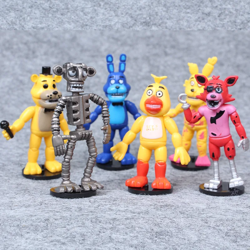 6 шт./компл. Five Nights At Freddy's» «пять ночей у Фредди» рисунок игрушки с рисунком персонажей из игры «пять ночей в Фредди» Бонни Фокси» из мультфильма для мальчика, Freddy Fazbear Медведь кукла ПВХ игрушки Фигурки подарок для детей