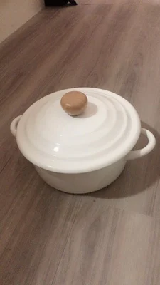 Эмалированный горшок для приготовления супа, кухонная посуда, винтажный белый 21*13 см