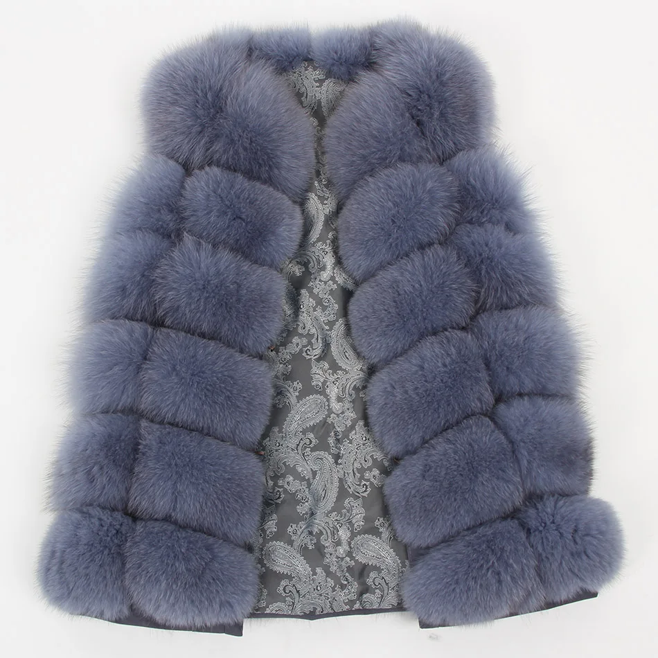 Maomaokong Winter Women's Fur Grey Natural Fox Fur Vest Fashion Real fur Vest Jackets Female Waistcoat Short Sleeveless