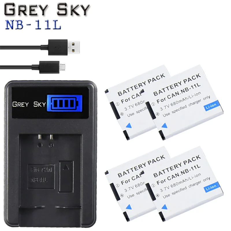 Charger and 4battery Настоящая емкость 680 мАч NB-11L NB11L NB 11L батареи для камеры и ЖК-подзарядное устройство для Canon IXUS 125 240HS A3400 A4000 A2300 A2400 z1 - Цвет: Charger and 4battery