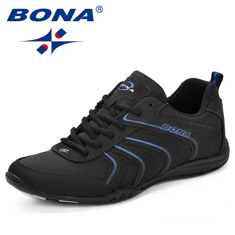 CHARCOAL BLUE BONA/Новинка; классические стильные мужские кроссовки на шнуровке; Мужская Спортивная обувь; кожаная Мужская Уличная обувь для бега; удобные кроссовки; обувь - Цвет: CHARCOAL BLUE