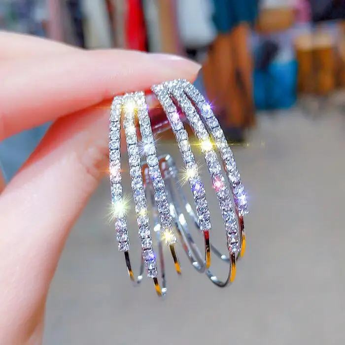 Fashion Korean Style Circle Hoop Earrings for Woman Club Stage Party Gifts Earrings Fashion Jewelry Accessories CEL526 - Metal Color: Silver Color 3012