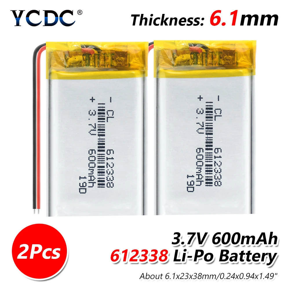 1/2/4 шт. литий-полимерный аккумулятор 3,7 V 600mAh 612338 Li-Po литий-ионный Перезаряжаемые Батарея Lipo Клетки для DVR gps MP3 MP4 сотовый телефон Динамик