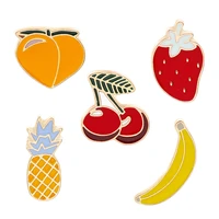 personality trend brooch pin fruit theme yellow peach cherry strawberry pineapple banana brooch pin clothes hat jewelry