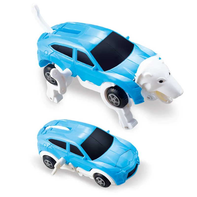 Новые детские заводные игрушки автоматическая заводная машинка-трансформер автомобиль мультфильм собака деформируемые игрушки Дети Смешные автомобили подарки - Color: 908A blue