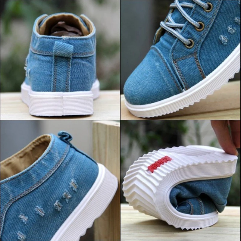 British Style Casual Shoes Men Fashion Vintage Denim Canvas Low-top Flats Ankle Boots Lace-Up School Footwear | Обувь
