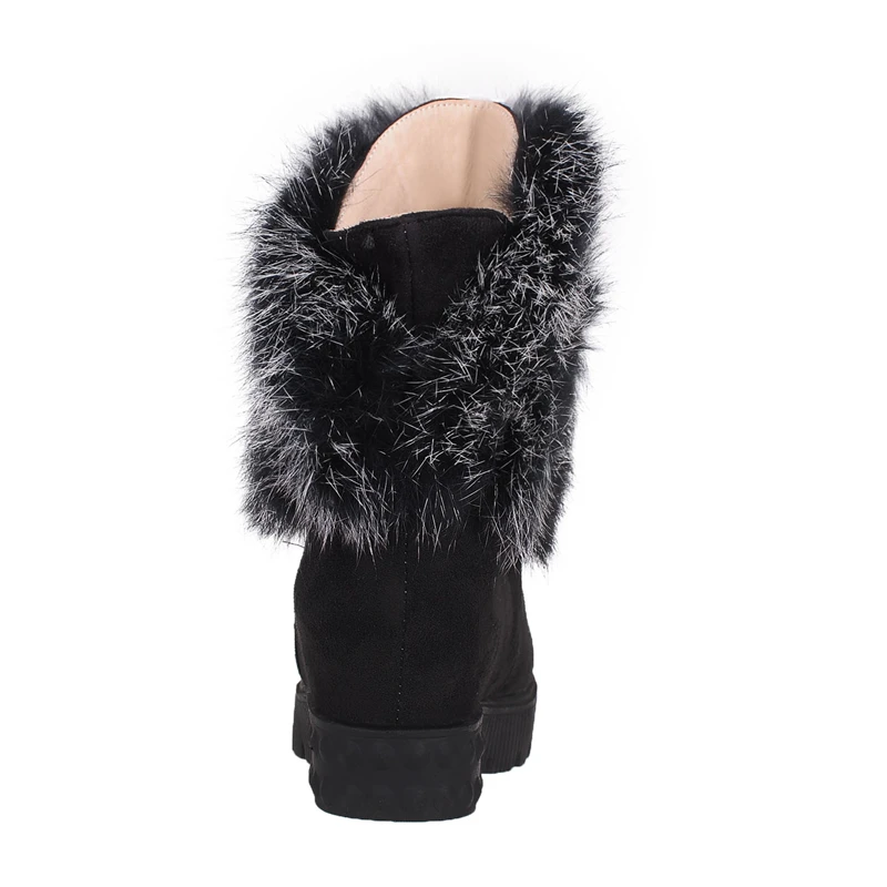 ESRFIYFE New Fashion Women Flat Ankle Snow Boots Fur Winter Warm Shoes Round-toe Female Flock Leather | Обувь