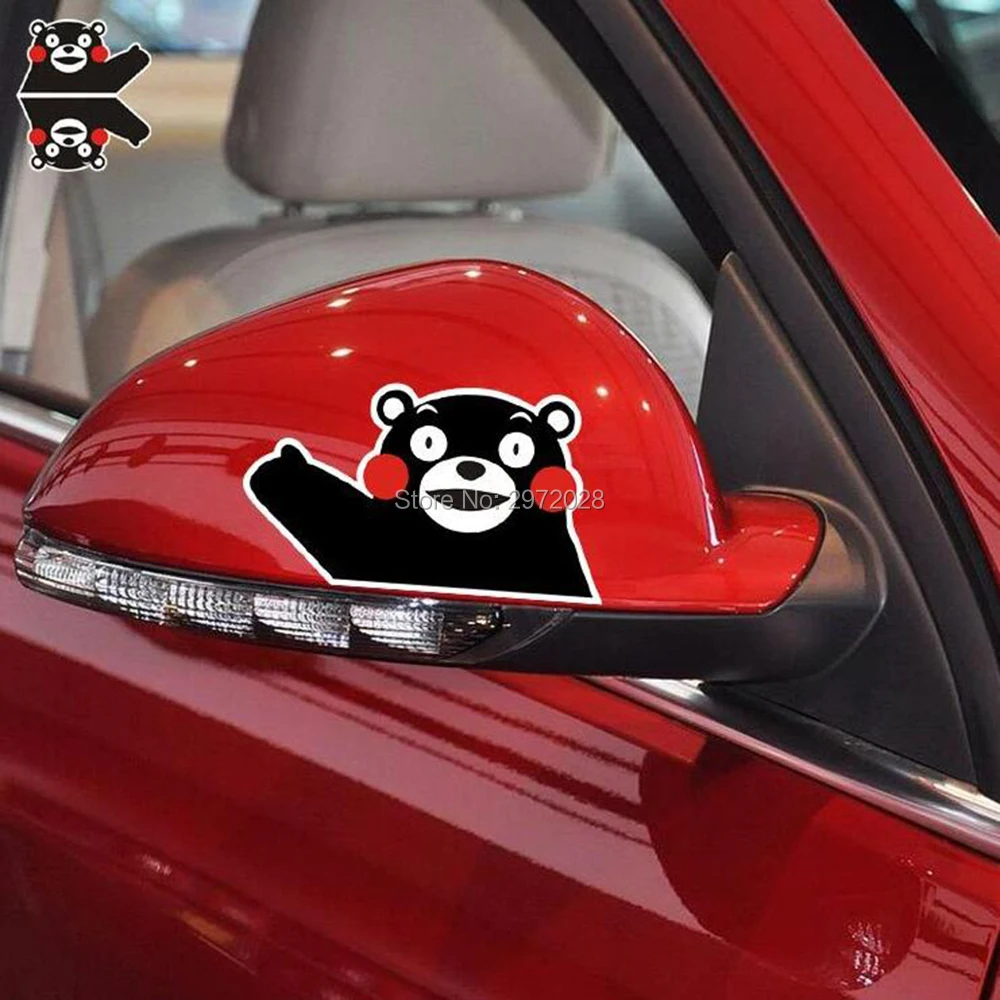 2 х забавных милых медведя Kumamon волнистые наклейки для автомобиля зеркала заднего