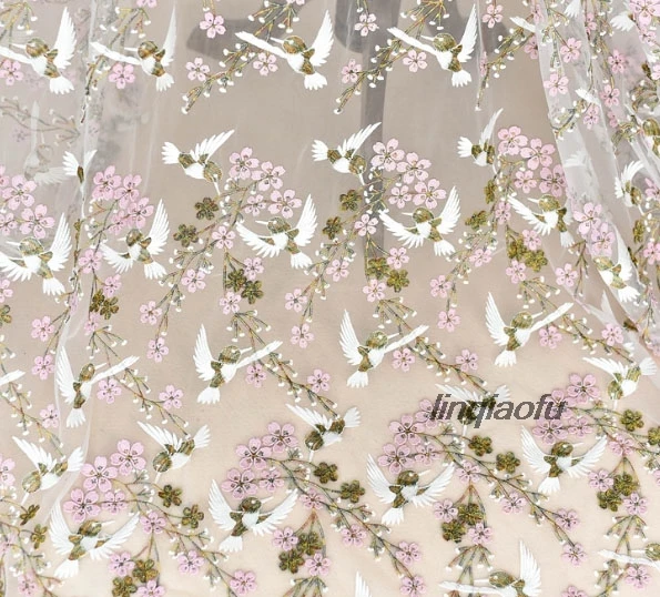 Высококачественная Вышивка Птицы трехмерная кружевная ткань свадебное платье