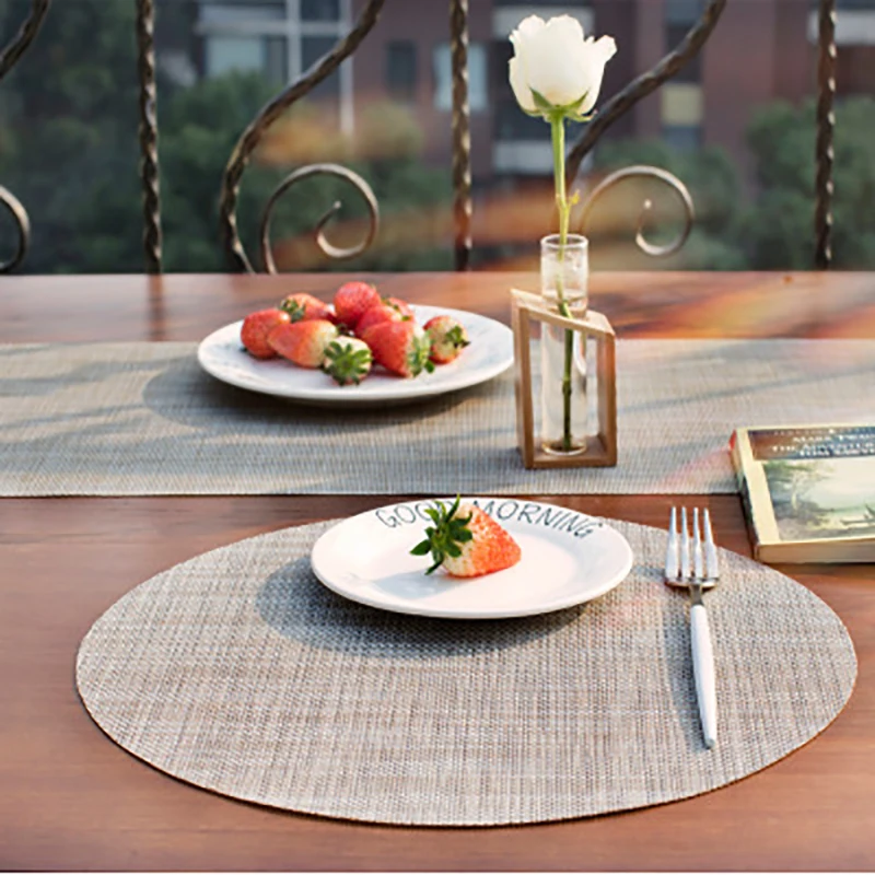 Fashion PVC Oval Placemat European Simple Elegant Style Water-proof Slip-Resistant heat-insulated Table Mat Kitchen Accessories | Дом и сад
