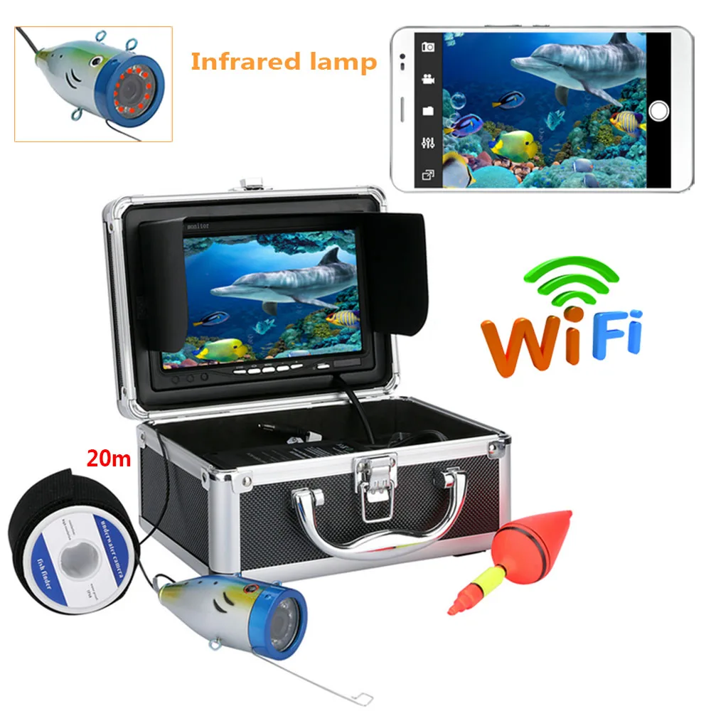 

Набор для подводной рыбалки PDDHKK, 7 дюймов HD Wi-Fi 1000tvl видеокамера с 12 ИК светодиодами для IOS и Android APP, поддерживает видеозапись