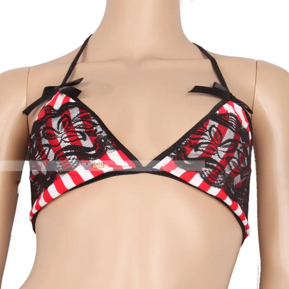 Fashion Stripe Sexy Lingerie Women Garter Bra Sets With Leggings Panties -F00482 | Тематическая одежда и униформа
