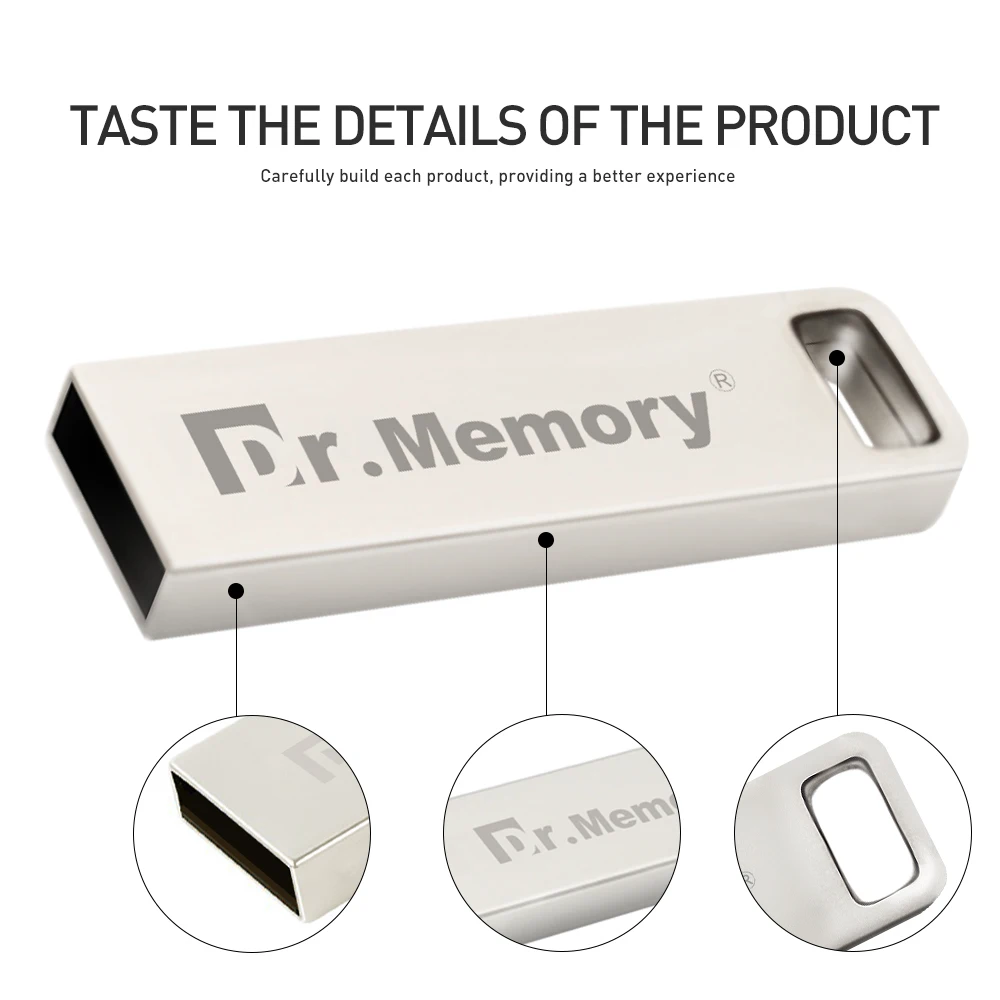 Металлический USB флеш накопитель Dr.Memory объемом 4 Гб флешка на ключи мини 32
