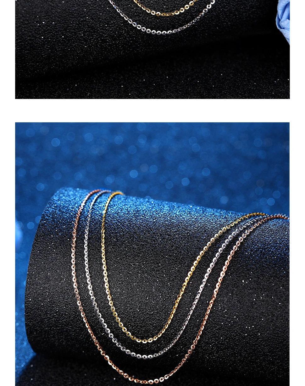 GCZQ Genuine 18K White/Yellow/Rose Gold Chain 1.4g Arbitrarily adjustable Necklace Gold Chain Pure Gold Necklace