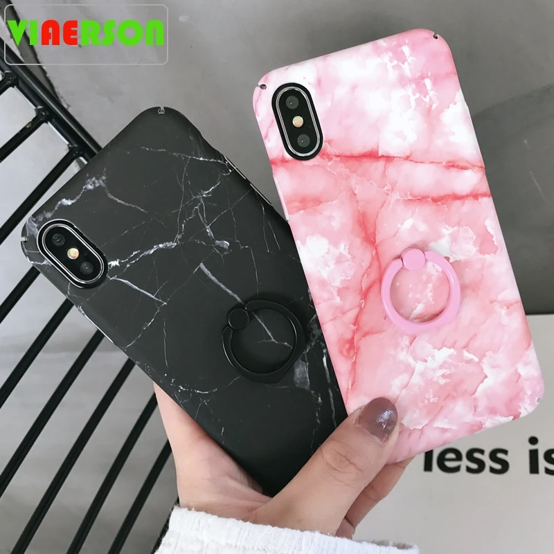 Жесткий Чехол для iPhone X с кольцом на 360 градусов милый розовый черный чехол