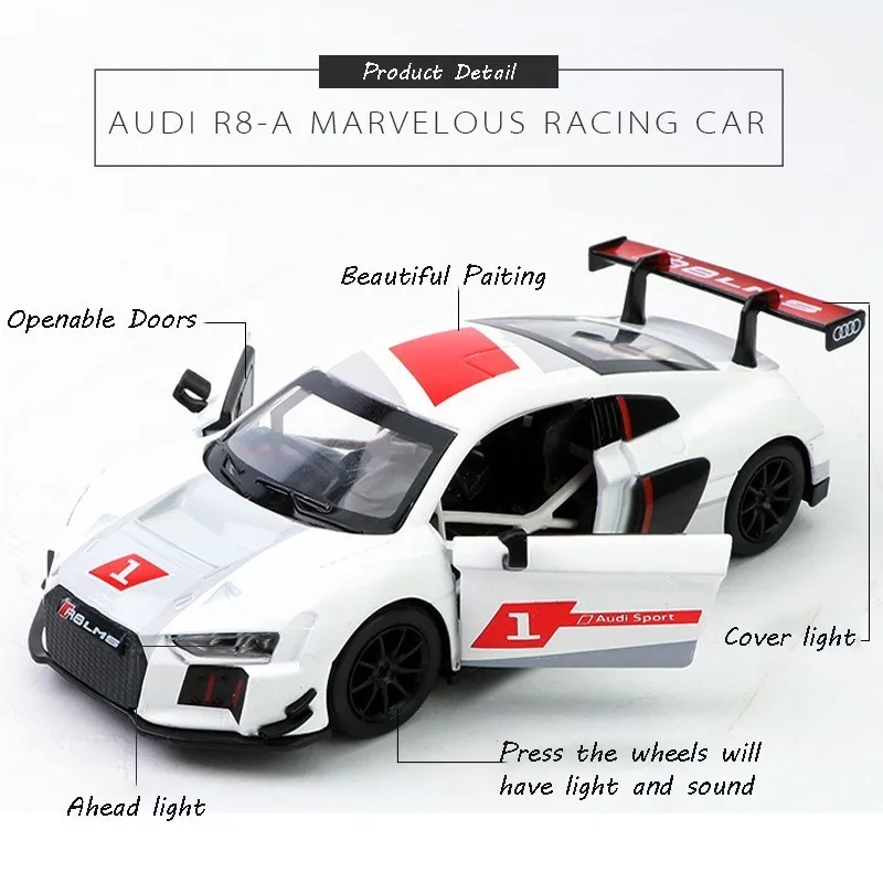 1/32 Caipo Aud R8 литой под давлением металлический автомобиль с высокой имитации